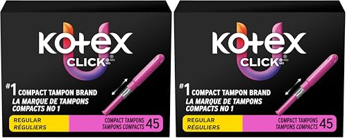 Image of U by Kotex Tampons, Click Compact, Regular Absorbency, Unscented, 45 Count (Pack of 2)
