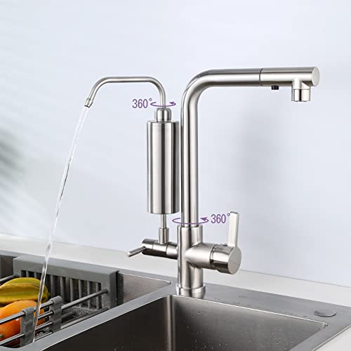 Robinet cuisine 3 voies chrome mitigeur extractible en laiton