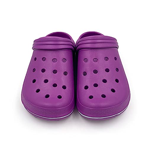 Acans Garden Clogs Men Women Slip On Shoes Gardening Shoes Ladies Outdoor Clogs Waterproof Breathable Beach Shower Lightweight Rubber Male Female Zuecos Purple Size 10 Women/8 Men #TOP6