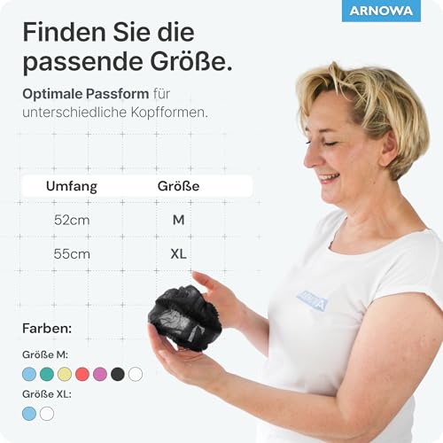 ARNOMED® Einweg Haarnetz, Einweghauben Kopf, Haube für OP, Gastronomie & Hygiene, Haarhaube Einweg, Einweg Kopfhaube, Netz für Haare, Klipphauben, Haarschutzhaube Stoff, M - 52 CM, Schwarz, 100x Stück