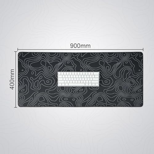 Image of Saco XXL Gaming Mouse Pad for PC - Large Desk Mat 900x400x3mm, Extended Non-Slip Rubber Base, Waterproof Surface, Topographics Design, Big Keyboard Mouse Pad for Office & Home Setup
