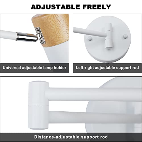 Image of COSYLUX Modern Swing Arm Plug in Wall Sconces for Bedroom, White