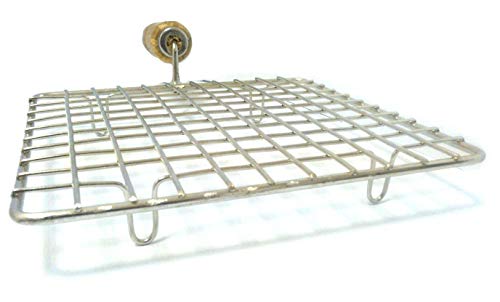 Papad Jali Stainless Steel Wire Roaster Papad Jali Square Roasting Net Grill Roti Jali Chapathi Grill with Wooden Handle Wire Roaster Rack Papad Net