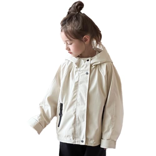 Image of Verve Jelly Boys Girls Lightweight Raincoat Waterproof Hooded Rain Jacket Windbreaker kids jacket Beige 150 11-12 Years