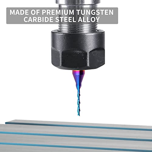 Eanosic Downcut Spiral Router Bit 1/4 Inch Shank, 1/16 Inch Cutting Diameter Solid Carbide With Blue Nano Coated Cnc Router Bits End Mill For Wood Carving, Engraving #TOP4