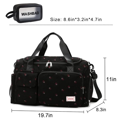 Image of Small Gym Bag for Women, Travel Duffle Bag Carry On Weekender Bag with Shoe Compartment