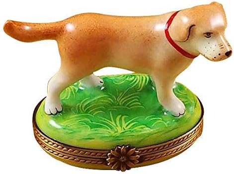 STANDING BLOND LABRADOR - LIMOGES BOX AUTHENTIC PORCELAIN FIGURINE FROM FRANCE