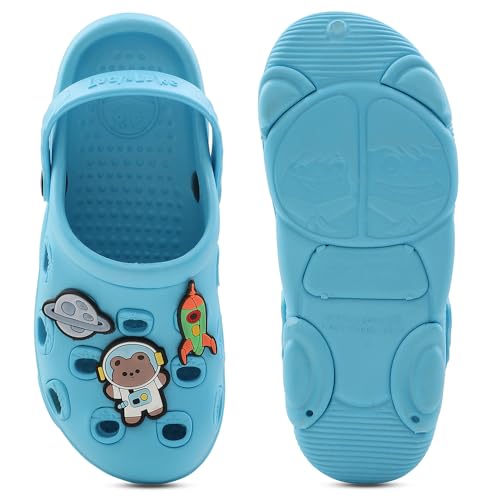 Image of Liberty Lucy&Luke LPMXT-K834 Kids Clogs for Boys & Girls - Beige, Blue & Green | Lightweight Slip-On Clogs | Durable & Soft EVA Sole | Comfortable & Breathable Sandals for Walking - Cushioned Footbed