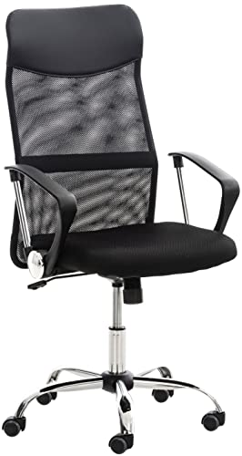 TPFLiving Waterloo - Silla de oficina XXL de piel sintética con respaldo cómodo, silla de escritorio, silla giratoria, silla de conferencia, estructura: metal cromado - negro