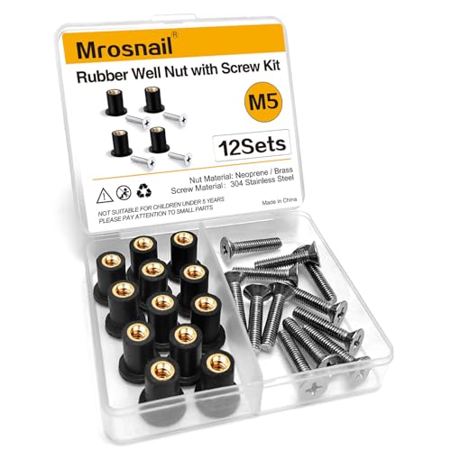 Mrosnail M5 Neoprene Well Nuts Kit with Screws