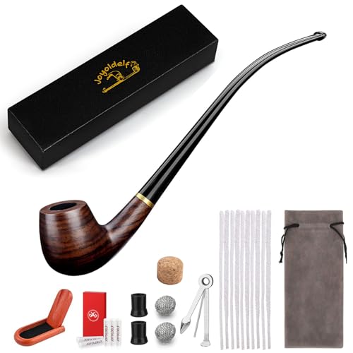 Joyoldelf Churchwarden Tobacco Pipe, Handmade Ebony Wood Smoking Pipe, Perfect Beginner Pipe Kit with Ultimate Beginner Guide E-Book - Smoking Gift Set and Accessories Joyoldelf Churchwarden Tobacco Pipe, Handmade Ebony Wood Smoking Pipe, Perfect Beginner Pipe Kit with Ultimate Beginner Guide E-Book - Smoking Gift Set and Accessories