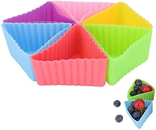 ENLACE Bento Box akcesoria silikonowe foremki, trójkąt, zestaw 6 sztuk, akcesoria na lunch, akcesoria wielokrotnego użytku, dla dzieci, do szkoły, akcesoria Bento do czystego oddzielania w pojemnikach