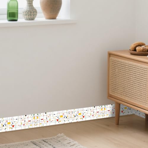 Image of Nuxovilar Colorful Geometric Line Peel Stick Border PVC 3.94x16.4'