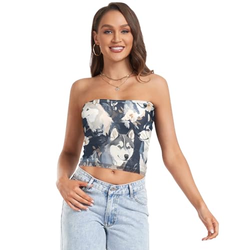 Vintage Birds Flower Butterfly Sexy Crop Tops for Women Sleeveless Strapless Seamless Bra Bra Cover Up for Lady Sports