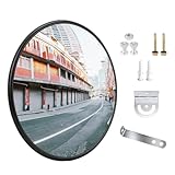 Verkehrsspiegel, 30cm Weitwinkel Konvexspiegel,Weitwinkel Spiegel Konvex Rund,Verstellbarer Verkehrsspiegel für Ausfahrten für Garage, Verkehr, Einfahrten, Lager, Hof, Geschäfte