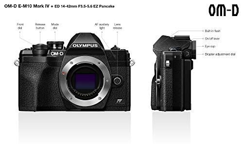 Ficha técnica Kit de cámara Sistema Micro Four Thirds Olympus OM-D E-M10 Mark IV, Sensor de 20 Mpx, Visor electrónico, vídeo 4K, Wi-Fi, Negro, Incluye M.Zuiko Digital ED 14-42mm F3.5-5.6 EZ Pancake Negro - Fernando Cortés