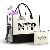 InnoBeta Nurse Practitioner Gifts Canvas Tote for Women, NP Stuff Bag with Top Zipper & Shoulder Strap for Appreciation Christmas Graduation - Best Ever