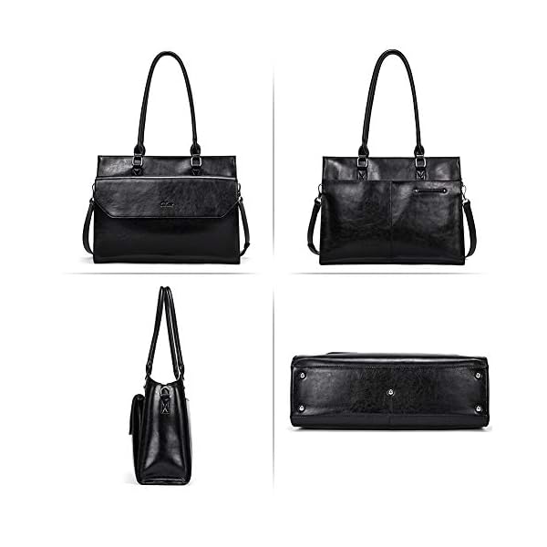 CLUCI Briefcase for Women Oil Wax Leather Vintage 15.6 Inch Laptop Business Shoulder Bag - Image 7