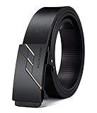 BISON DENIM Belt Men Genuine Leather Ratchet Belts Adjustable Slide Dress Belts for Men Automatic Bu