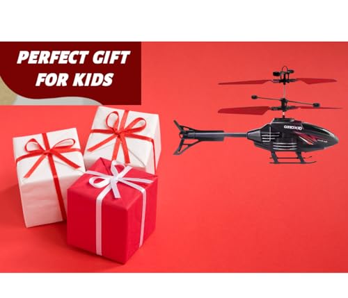Image of Toy Plastic Helicopter Remote Control Helifor 6 + Years Boys Indoor and Outdoor Helicopter, Palm Sensing Helicopteer with led Lights (Pack of 1) (BlackRed)