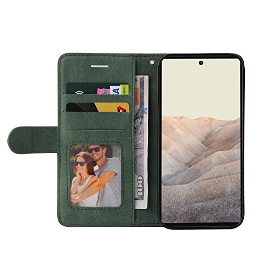 CXTcase for Google Pixel 6 Pro Case,Wallet PU Leather Flip Folio Case Cover with Card Holder Slots Magnetic Closure,Protective Phone Case for Google Pixel 6 Pro,Green - Image 2