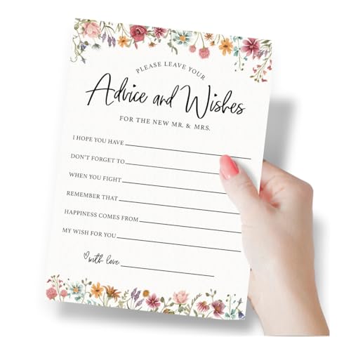 Printed Party Wedding Advice Cards – Wildflower Theme, Bridal Shower Games and Favors for Guests, Love In Bloom Floral Design, 30 Guests by Printed Party - Image 3