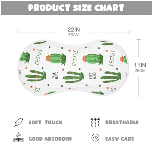 xigua Cute Cactuses Muslin Baby Burp Cloths Set of 4, Super Soft & Absorbent Burping Rags, Cotton Burp Clothes Shower Gift for Newborn, Baby Girls and Boys4