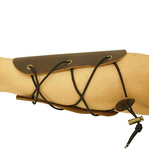 Sas 6.5" Traditional Brown Suede Leather Archery Arm Guard One Size With Cord Strap For Hunting Target Shootig Practice Bow Longbow Adults #TOP4