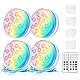 Nalezuns Unterwasser Licht,4 Stück 13 LED Poolbeleuchtung Unterwasser, LED Poollicht Beleuchtung mit RF Fernbedienung, RGB Farbwechsel Pool Dekolichter für Schwimmbad, Brunnen, Teich, Aquarium, Party