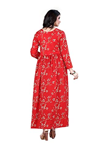 Image of H.E HAMZA ENTERPRISER Printed Crepe Material Brown Western Dress For Women