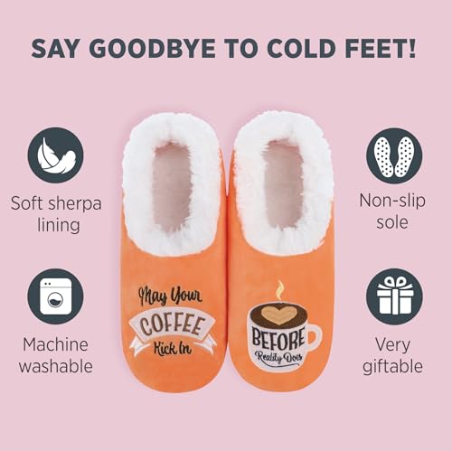 Image of Snoozies Slipper Socks -Funny Quote House Slippers for Women, Non-Slip Fuzzy