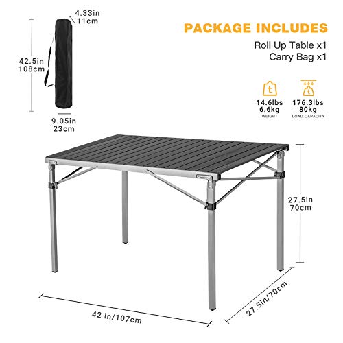 Kingcamp Lightweight Aluminum Alloy Folding Table Portable Roll Up Table With 18Pcs Camping Cookware Mess Kit Camping Cookware Set For Family Hiking Picnic #TOP2