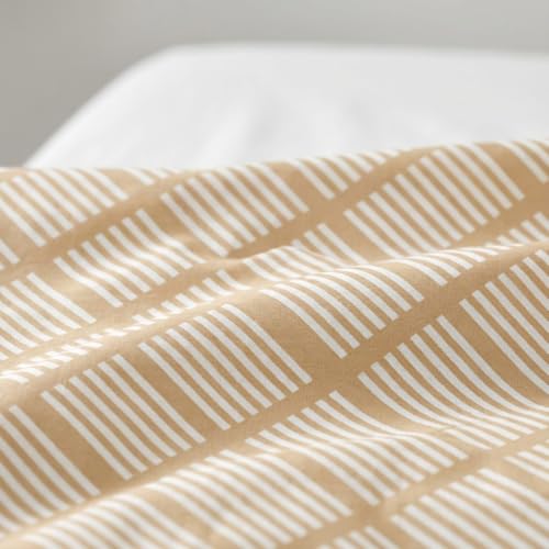 Parure de lit 100 % coton géométrique respirante beige - 4
