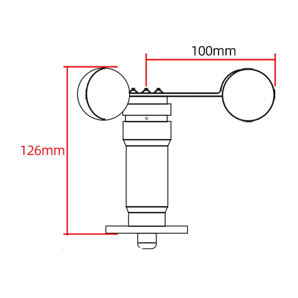 DC 12-24V Three Cup Anemometer 0-30M/S Aluminum Wind Speed Sensor Module IP67 Weather Monitoring Tool with 1M Cable Flange Base (RS485)