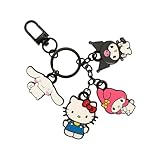 Bioworld Hello Kitty, My Melody, Kuromi And Cinnamoroll Enamel Fill Multi Charm Keychain