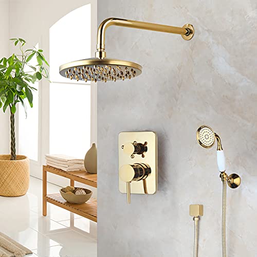 Faucet douche thermostatique or mural avec douchette à main - 7
