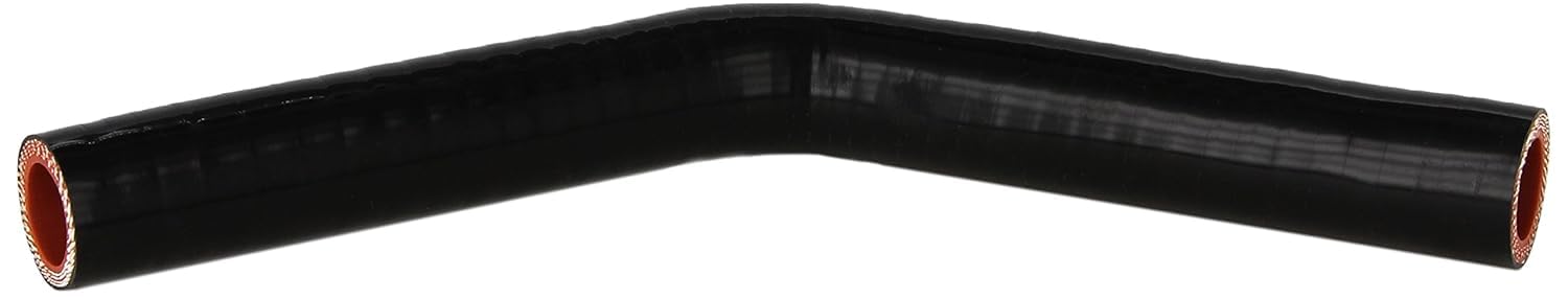 HPS HTSEC45-075-BLK Silicone High Temperature 4-ply Reinforced 45 degree Elbow Coupler Hose, 100 PSI Maximum Pressure, 4" Leg Length on each side, 3/4