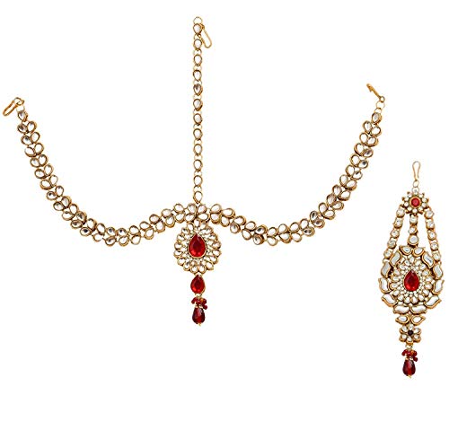 Image of Lucky Jewellery Designer Gold Plated Dulhan Bridal Jewelry Set 8 Pcs. for Girls & Women (3600-WZK-PARENT)