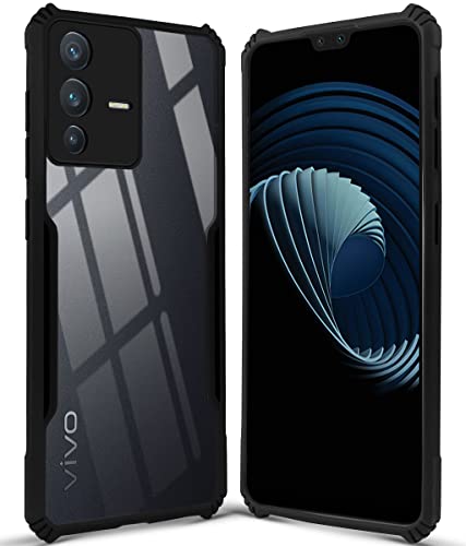 Image of Jkobi Back Cover Case for Vivo V23 Pro 5G (Crystal Glass Back | Camera Protection | Shockproof Bumpers | Professional Black)