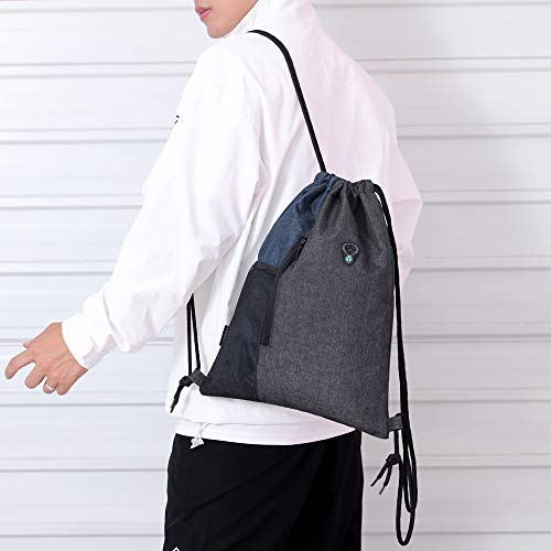 Andoer Saco de ginástica com fone de ouvido Mochila com cordão resistente à água Saco balde com cord
