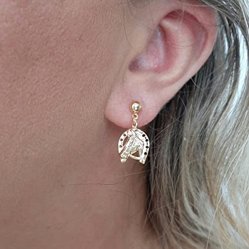 Brinco SemiJoia Ferradura com Cavalo Banhado A ouro 18k Antialergico