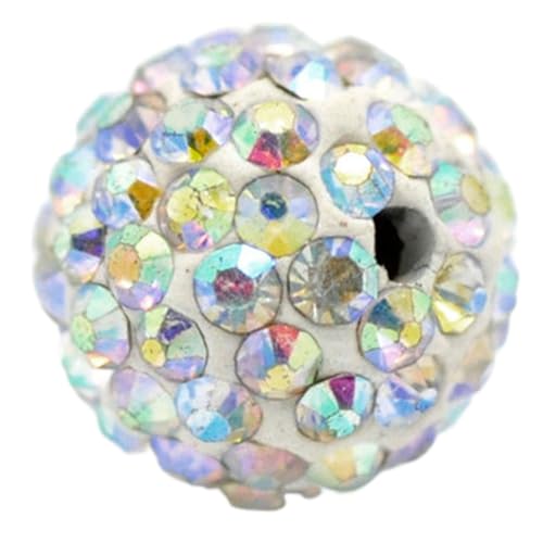 RUBYCA Pave Czech Crystal Disco Ball Clay Beads fit Shamballa Jewelry (100pcs, 10mm, White AB Crystal)