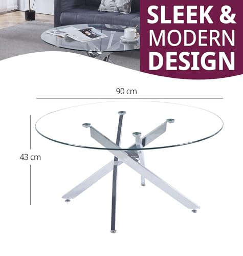 Hallowood Furniture Cullompton Contemporary Glass Top Small Round Coffee Table - Image 2