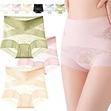 Graceloom - High-Waisted Leakproof Panties with Tummy Supportfor Senior Women, Lace Without Trace Premium Comfort (3PCS-D,M)