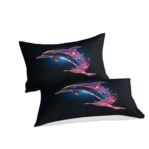 Ensemble de literie housse de couette dauphin imprimé 3D microfibre 200x200