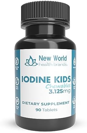 3.125mg Kids Chewable Iodine Tablets – 90 Tablets | New World Health Brands | Essential Element Necessary for Human Growth and metabolic Function – High Potency – Compare to Lugol’s Iodine