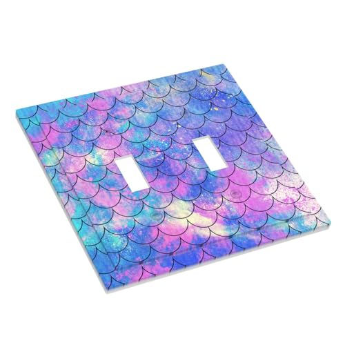 Yamxbfa YAMXBFA230805 Ocean Pastel Retro Mermaid Core 2 Gang Light Switch Plate Cover Double Toggle Wall Plate Decorative Switchplate Electrical Faceplate For Nursery Kidsroom Bedroom Decor thumb #2