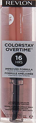 Revlon Liquid Lipstick With Clear Lip Gloss, Colorstay Face Makeup, Overtime Lipcolor, Dual Ended With Vitamin E In Nude, Unstobbale Nude (540), 0.07 Oz #TOP5