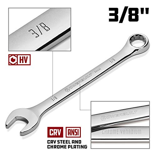 Image of Powerbuilt 3 /8 Inch Fully Polished SAE Combination Wrench - 644142