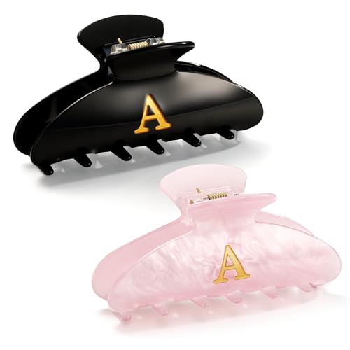 Image of CWJCYTNSN 2 PCS Hair Claw Clips for Women Non-slip Black Pink Claw Clips for Thick Thin Hair Stylish A Hair Clips Elegant Hair Accessory Girls